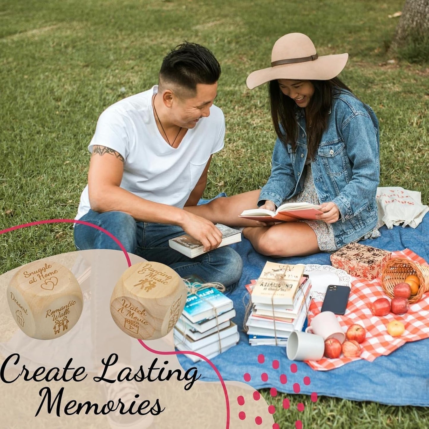 Deluxe Date Night Dice Game – 6 Dice, Decision Coin, Game Board & Carry Bag – Couples Gift for Newlyweds, Anniversary, Wedding, Bachelorette, Bridal Shower, Valentine'S Day – Wife, Husband, Girlfriend