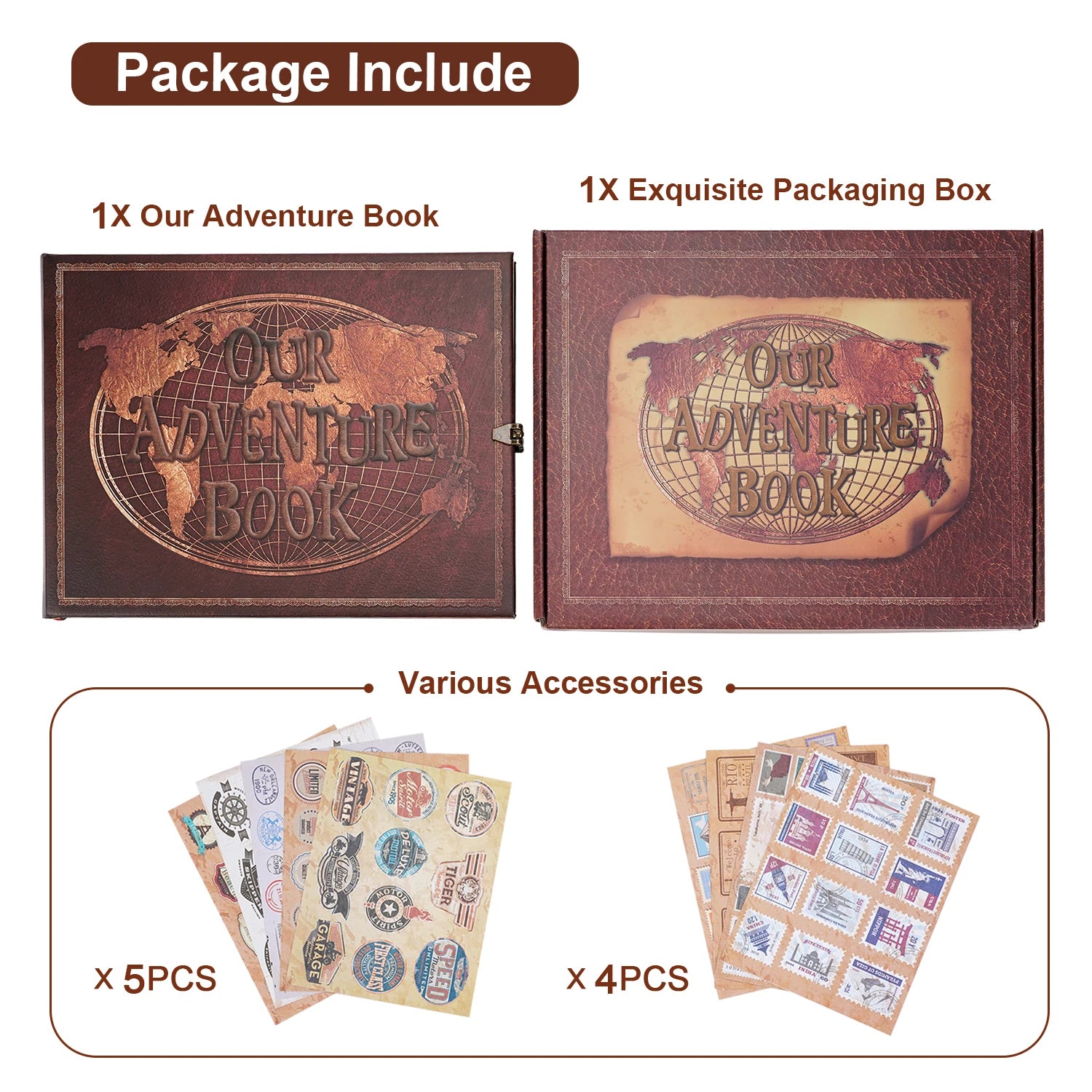 180 Page DIY Travel Photo Album Our Adventure Book Leather Retro Creative Anniversary Photo Album Wedding Guest Book Memory Gift