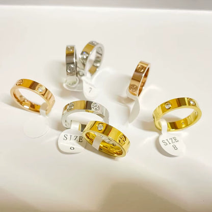 Classic Cross Stainless Steel Love Ring for Women Men Rose Gold Color Couple CZ Crystal Rings Luxury Jewelry Wedding Gift