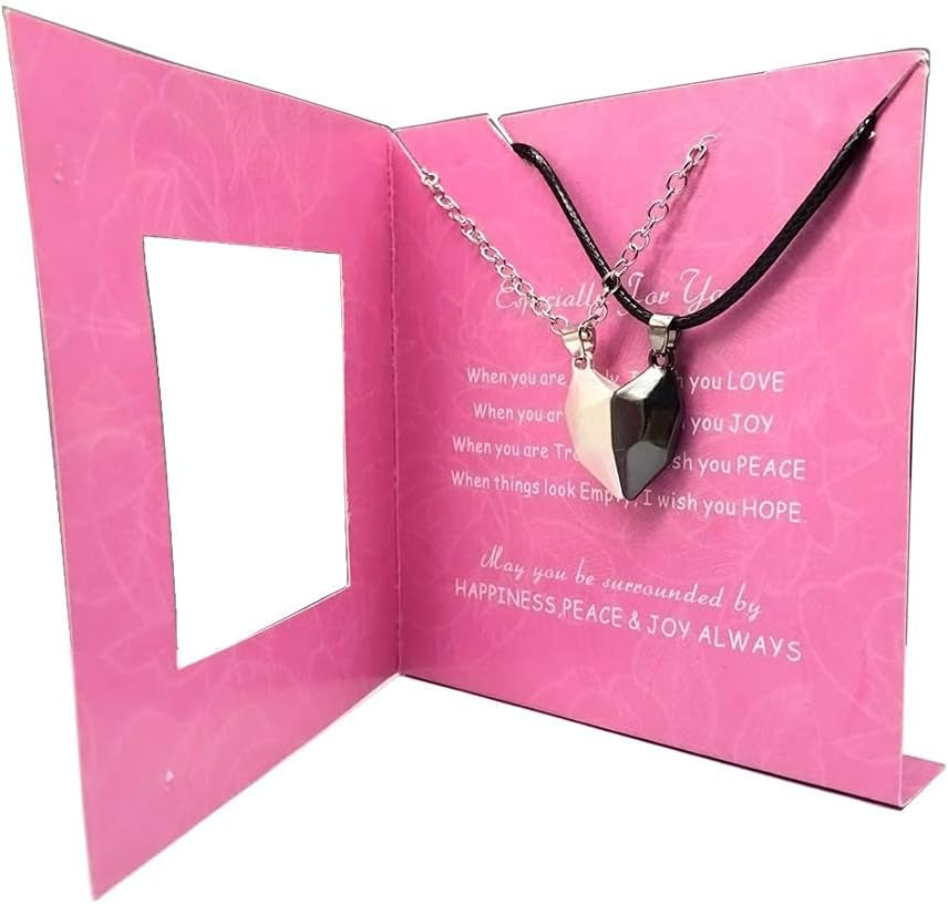 Two Souls One Heart Pendant Necklaces for Couple,Wishing Stone Creative Magnet Couples Necklace