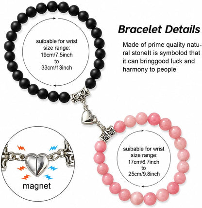 Matching Heart Magnetic Bracelets - Valentine'S Day Gifts for Couple, Boyfriend, Girlfriend, Husband, Wife, Lovers