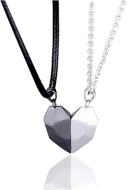 Two Souls One Heart Pendant Necklaces for Couple,Wishing Stone Creative Magnet Couples Necklace