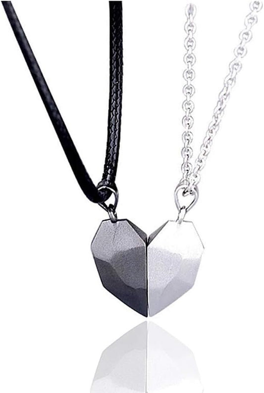 Two Souls One Heart Pendant Necklaces for Couple,Wishing Stone Creative Magnet Couples Necklace
