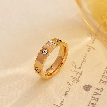 Classic Cross Stainless Steel Love Ring for Women Men Rose Gold Color Couple CZ Crystal Rings Luxury Jewelry Wedding Gift