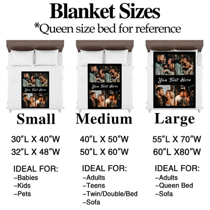 Custom Blanket with Picture - Printed in USA Customized Photo Blankets with Text