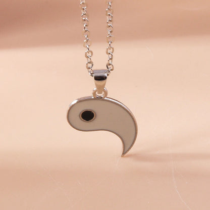 Aihua Hot Selling Enamel Yin Yang Tai Chi Necklace for Women Men Birthday Gift BFF Best Friends Couple Matching Pendant Necklace
