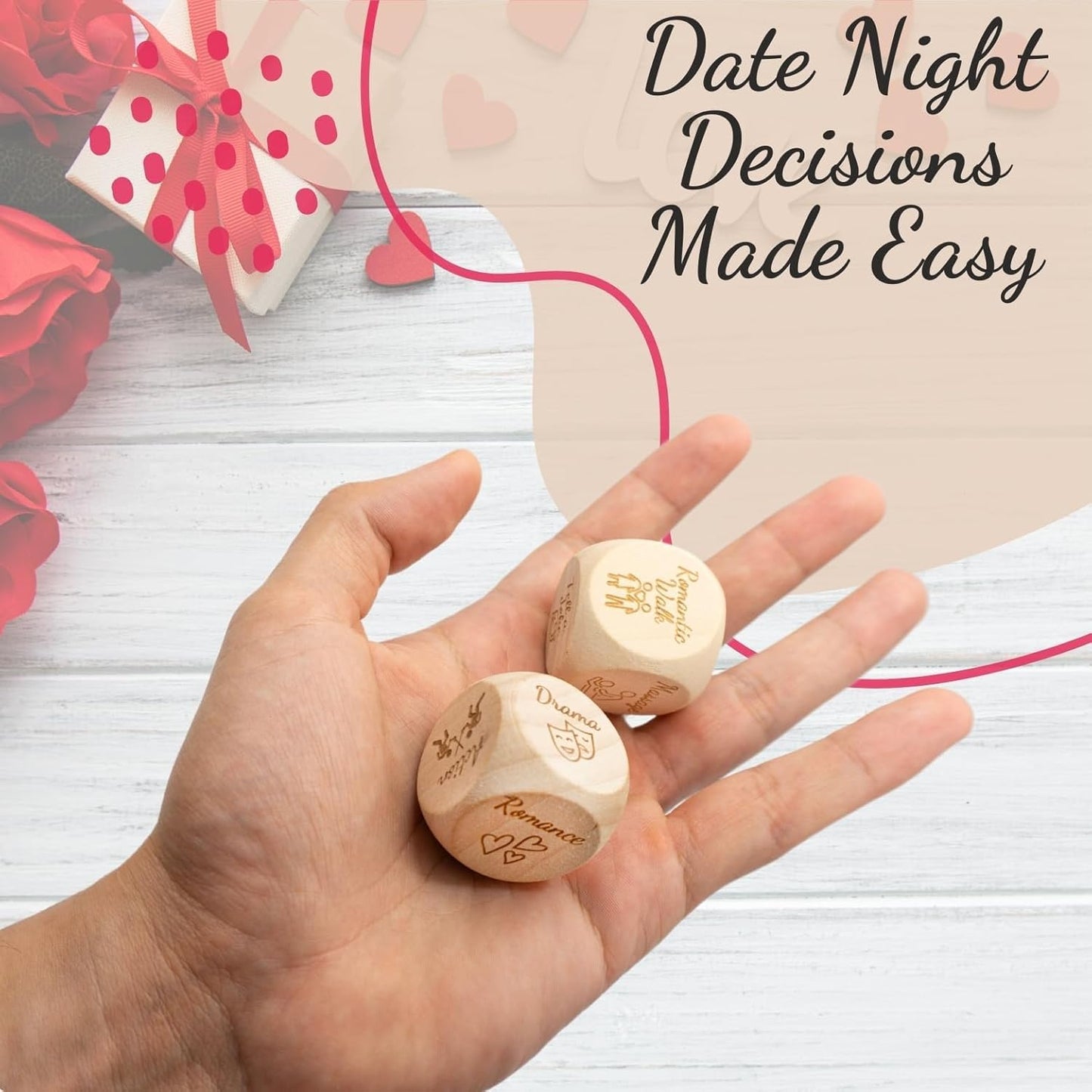 Deluxe Date Night Dice Game – 6 Dice, Decision Coin, Game Board & Carry Bag – Couples Gift for Newlyweds, Anniversary, Wedding, Bachelorette, Bridal Shower, Valentine'S Day – Wife, Husband, Girlfriend