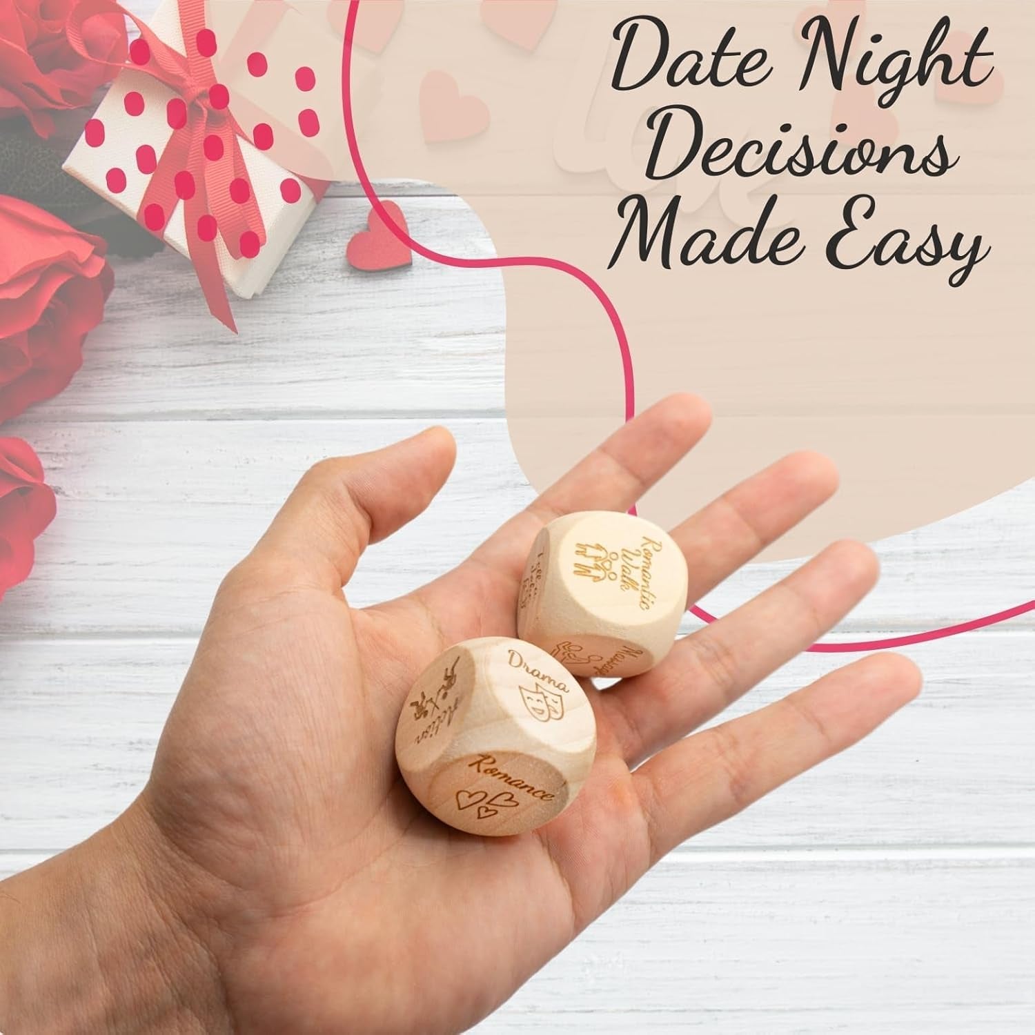 Deluxe Date Night Dice Game – 6 Dice, Decision Coin, Game Board & Carry Bag – Couples Gift for Newlyweds, Anniversary, Wedding, Bachelorette, Bridal Shower, Valentine'S Day – Wife, Husband, Girlfriend
