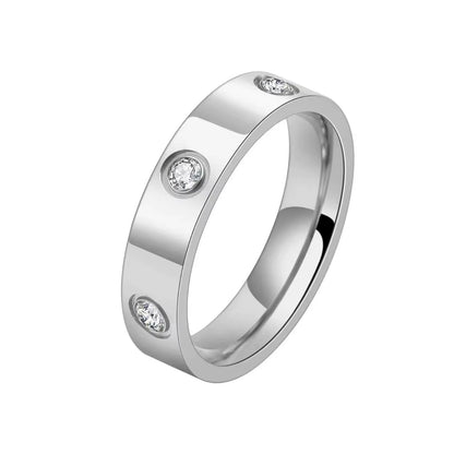 Classic Cross Stainless Steel Love Ring for Women Men Rose Gold Color Couple CZ Crystal Rings Luxury Jewelry Wedding Gift